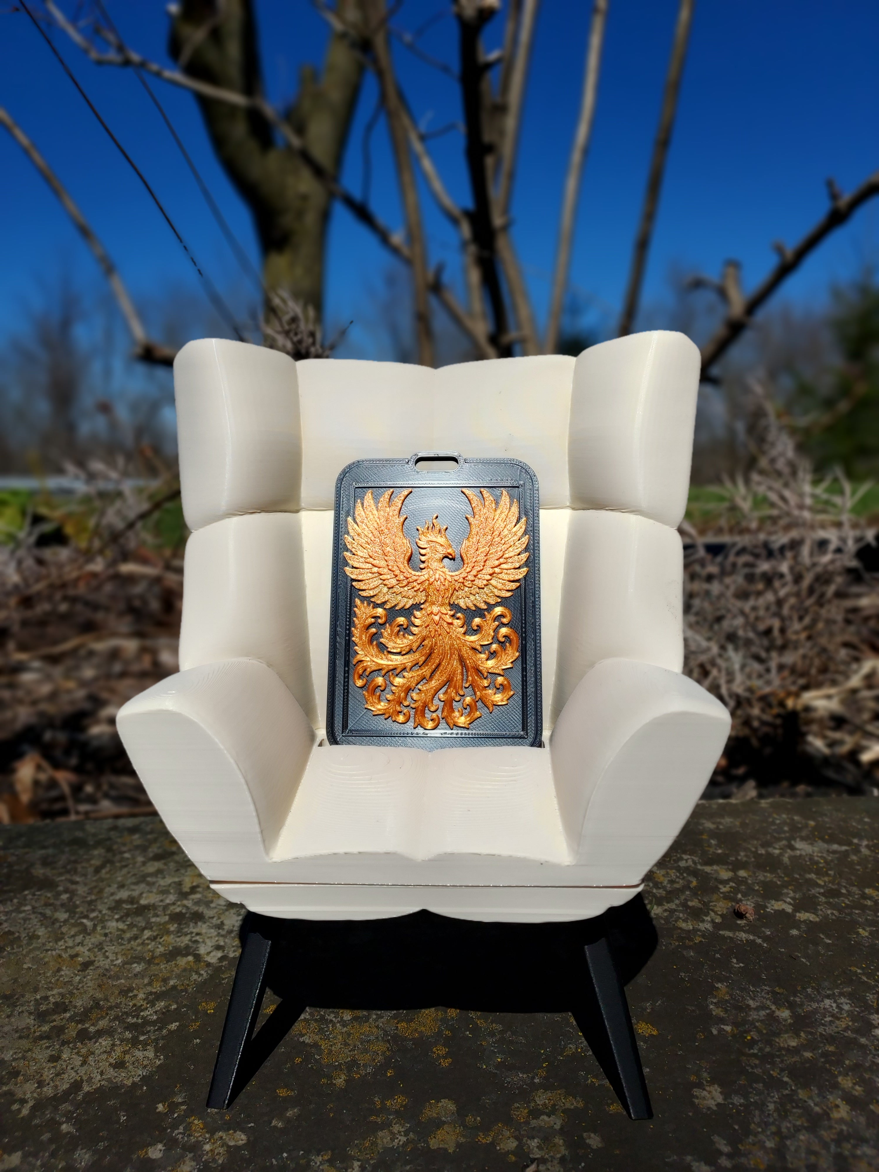 Sculpted Phoenix Rising Card Holder