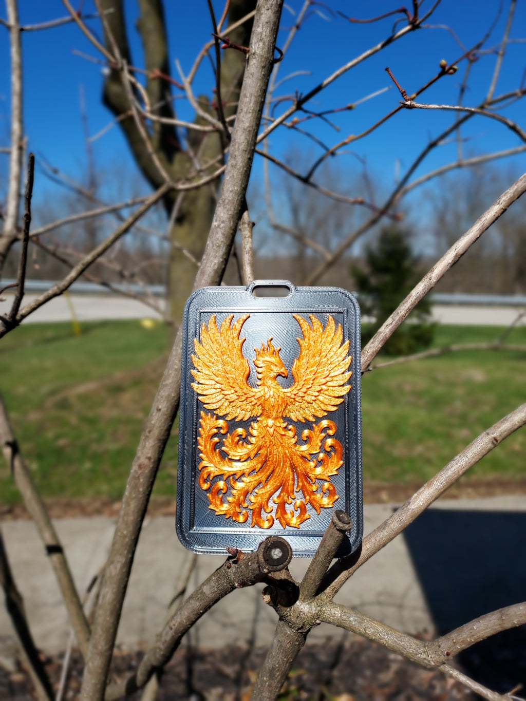 Sculpted Phoenix Rising Card Holder