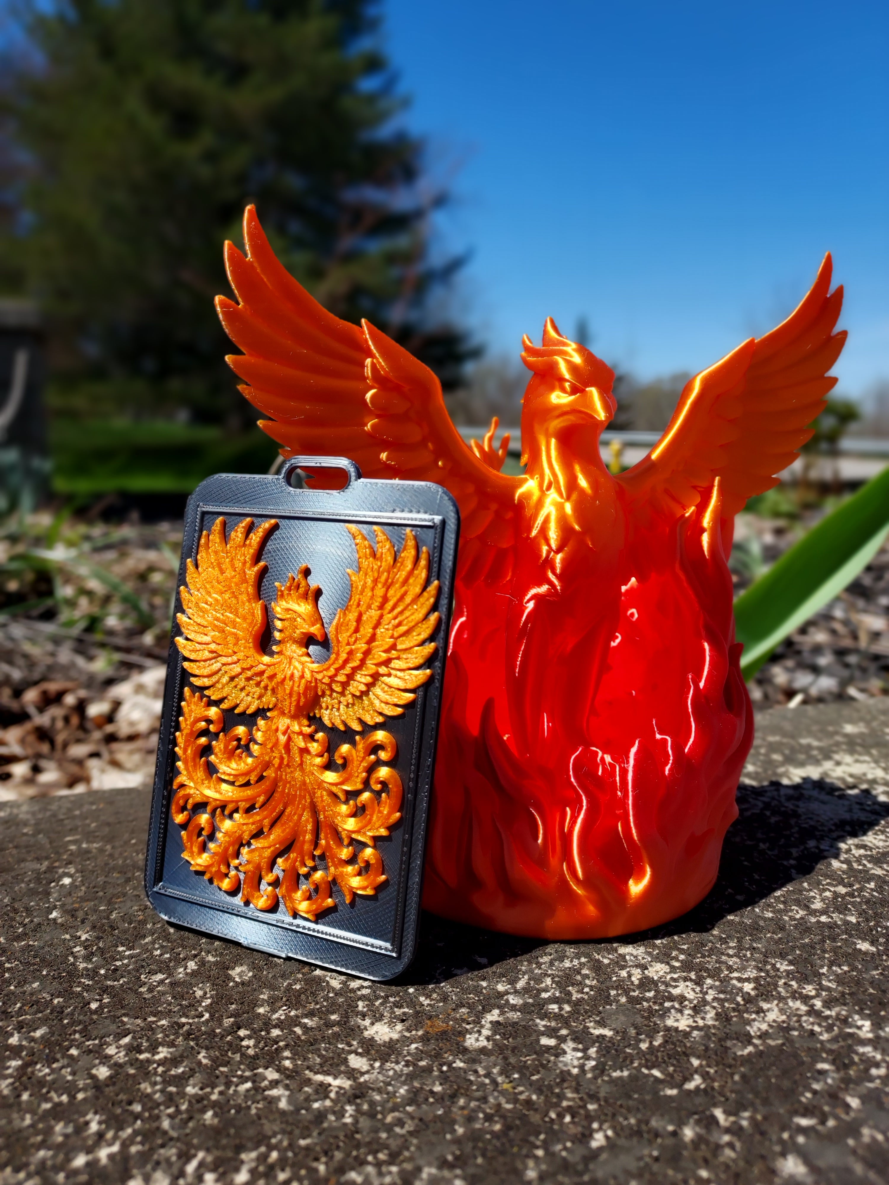 Sculpted Phoenix Rising Card Holder