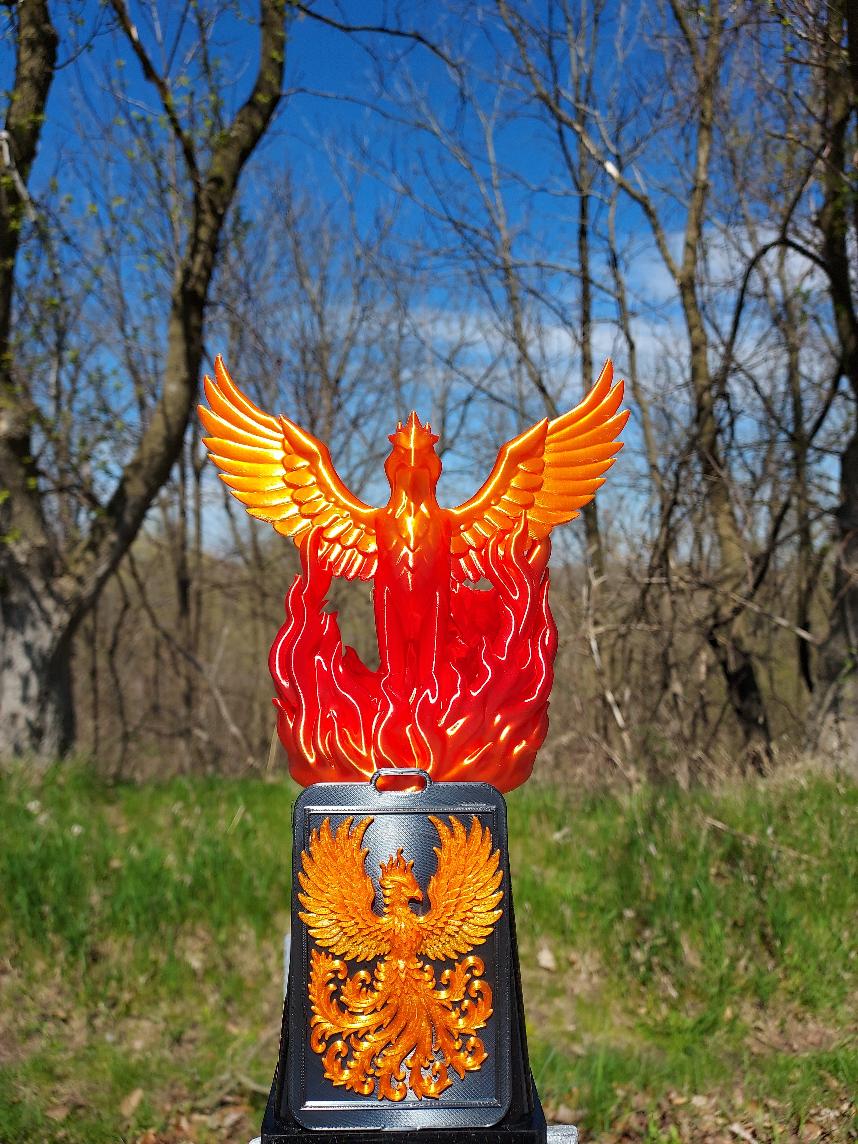 Sculpted Phoenix Rising Card Holder