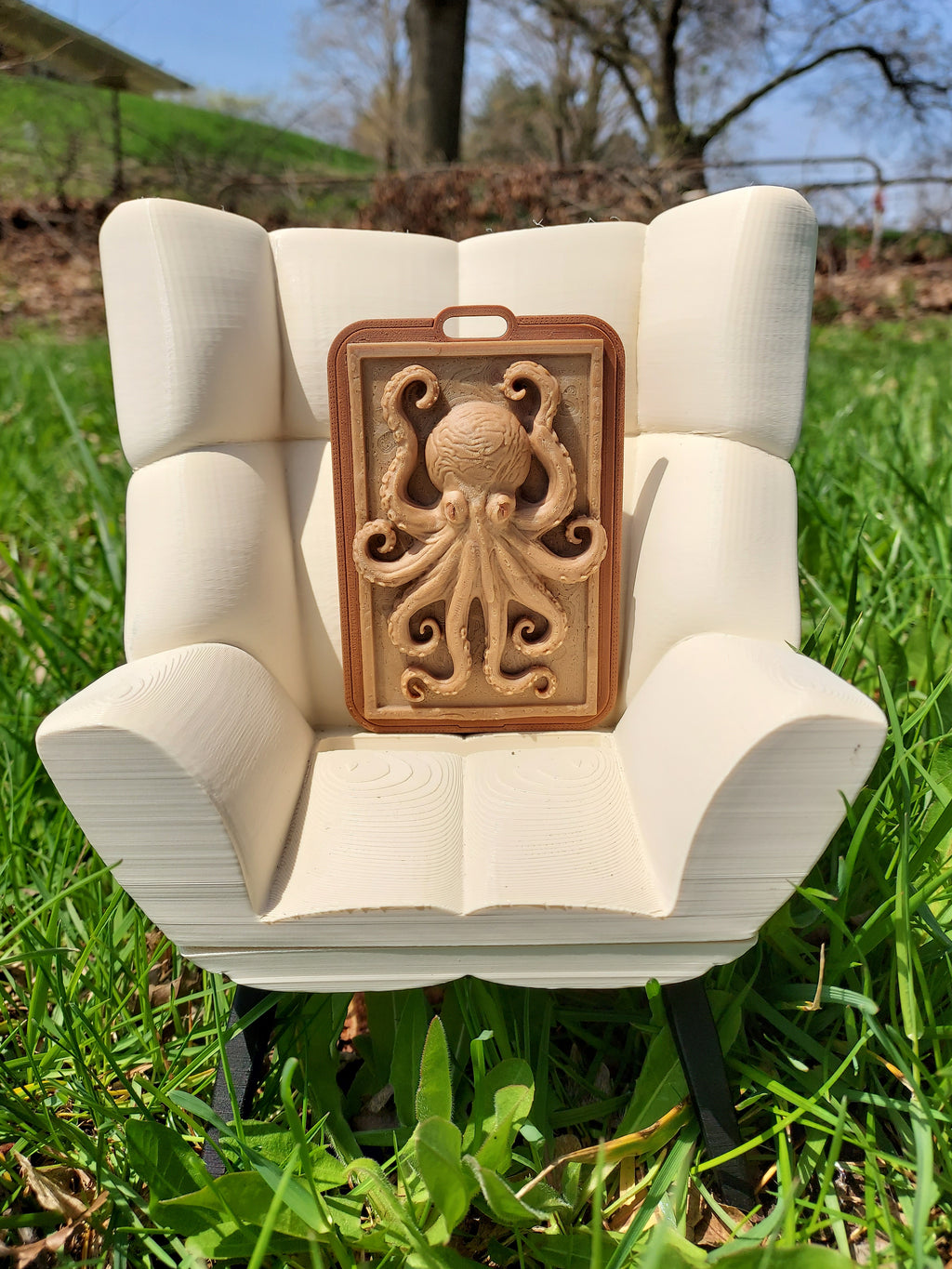 Octopus Wood Relief Card Holder