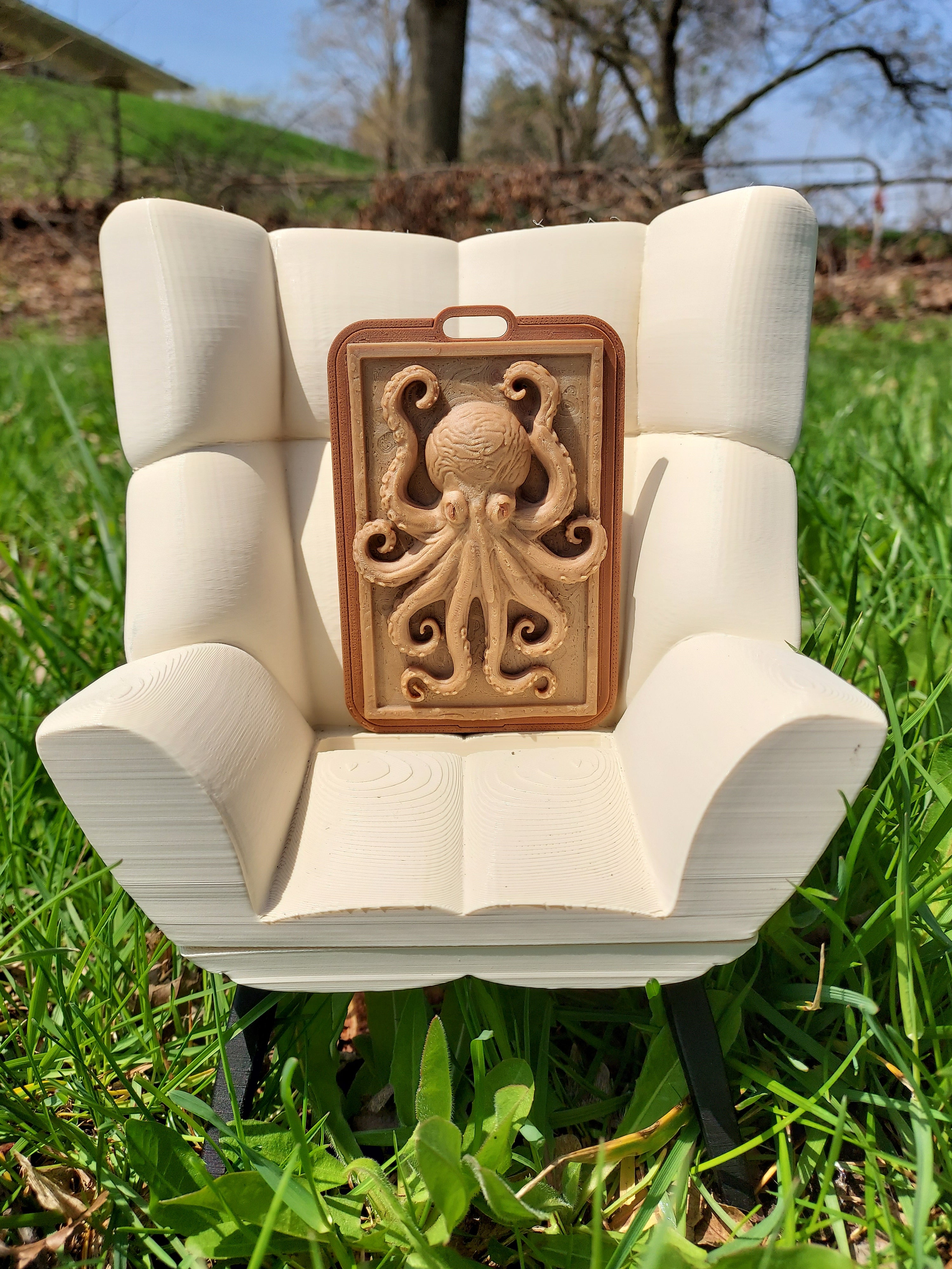 Octopus Wood Relief Card Holder