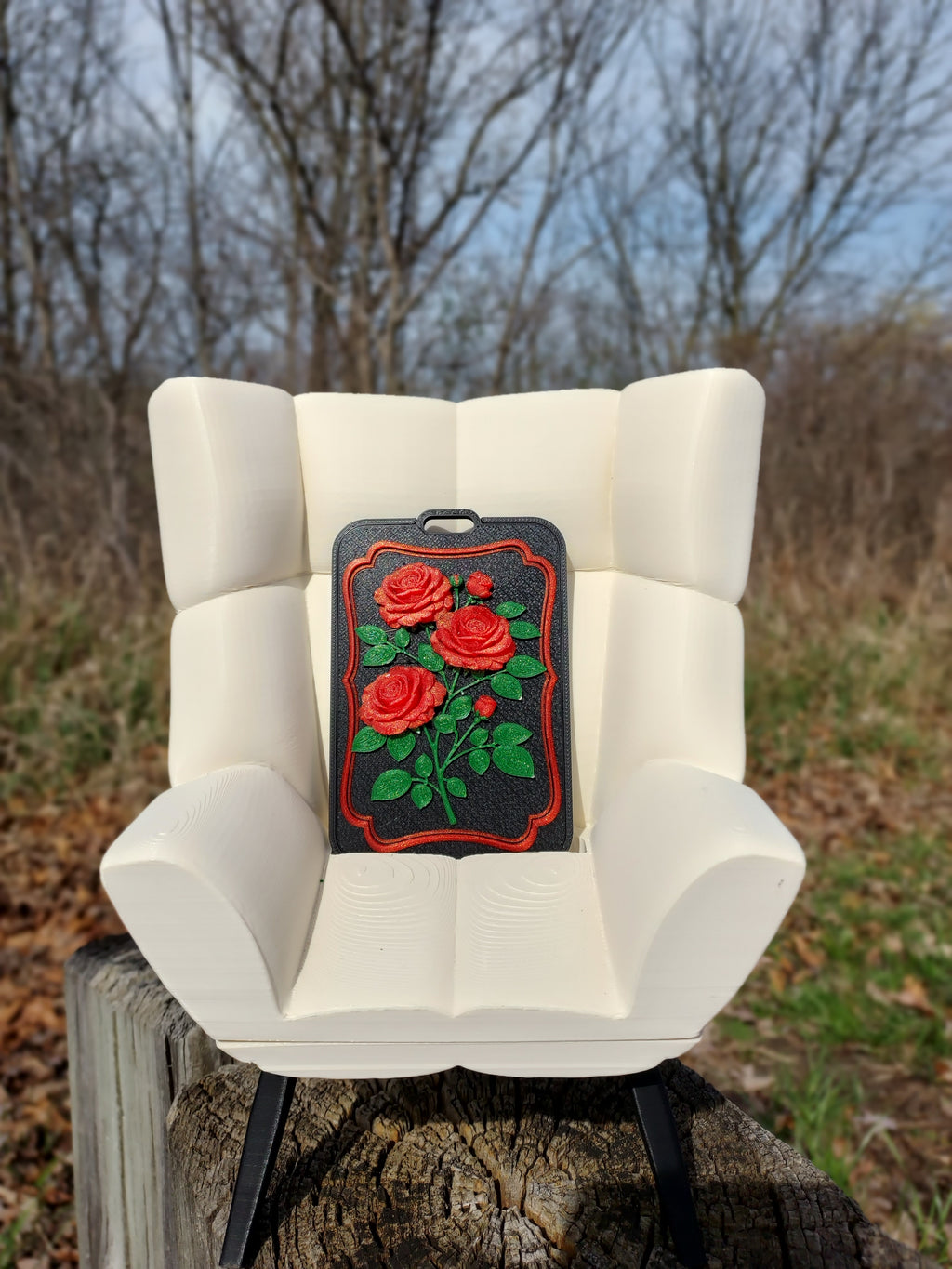 Sculpted Rose Bloom Card Holder