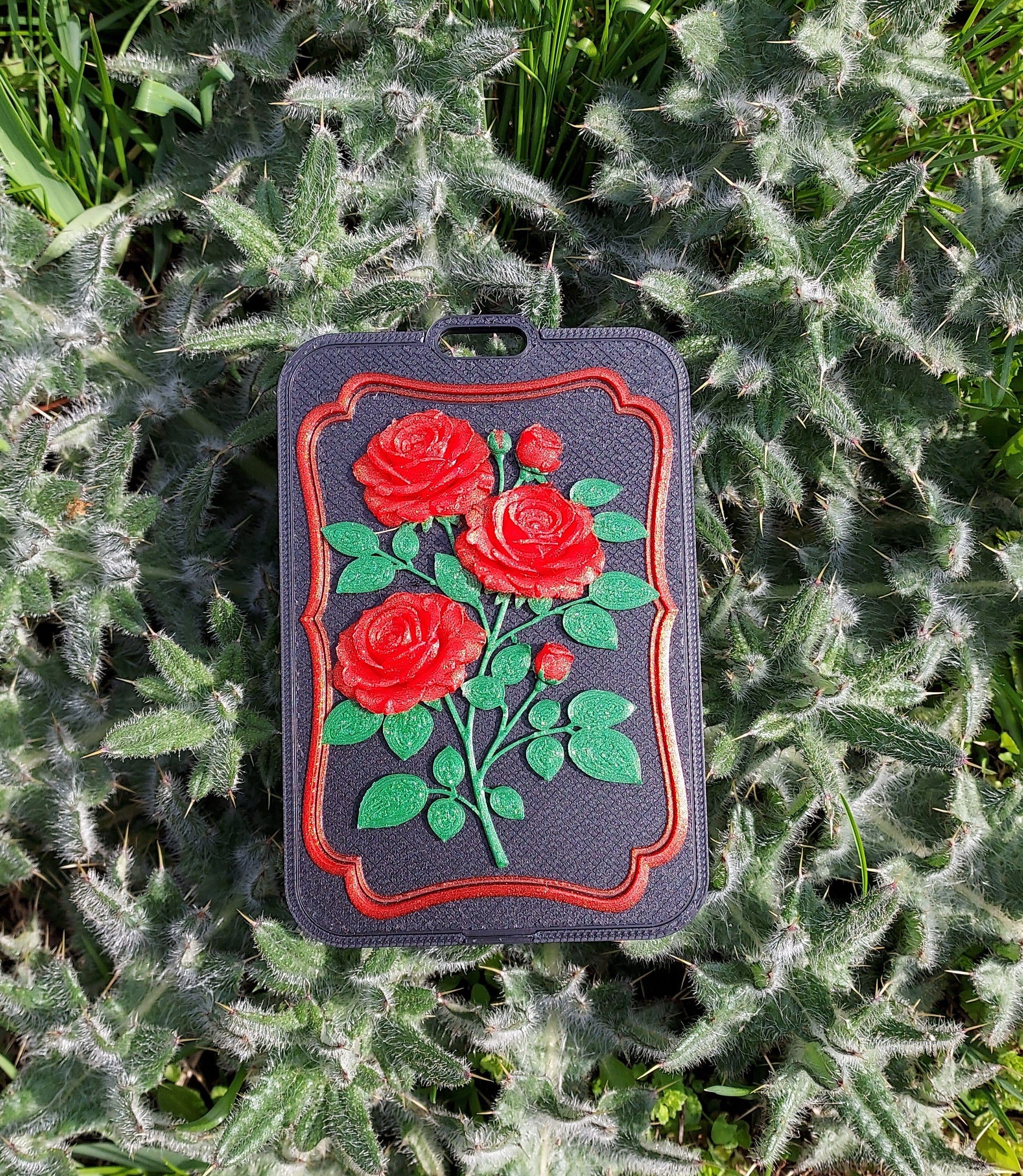 Sculpted Rose Bloom Card Holder