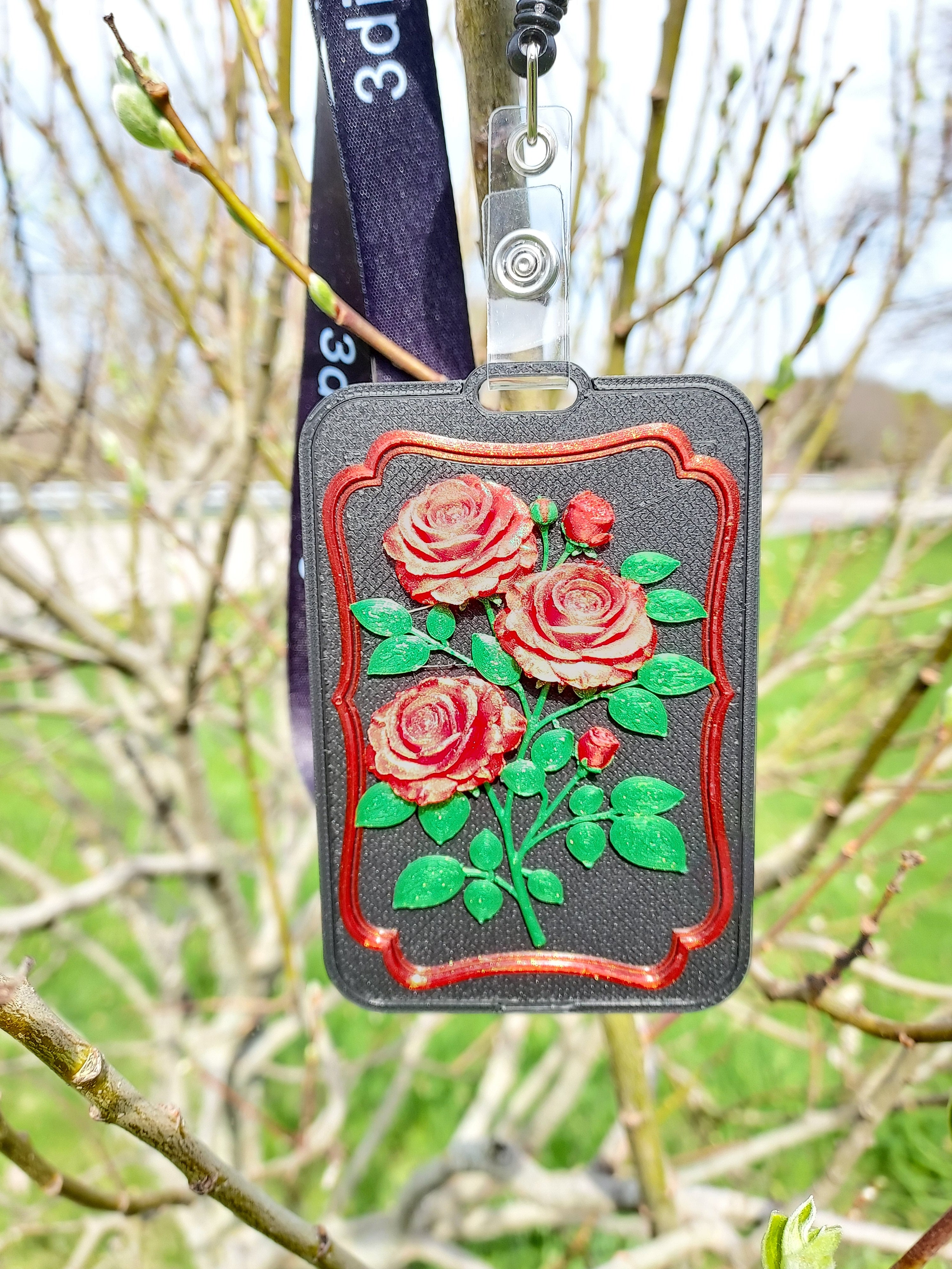 Sculpted Rose Bloom Card Holder