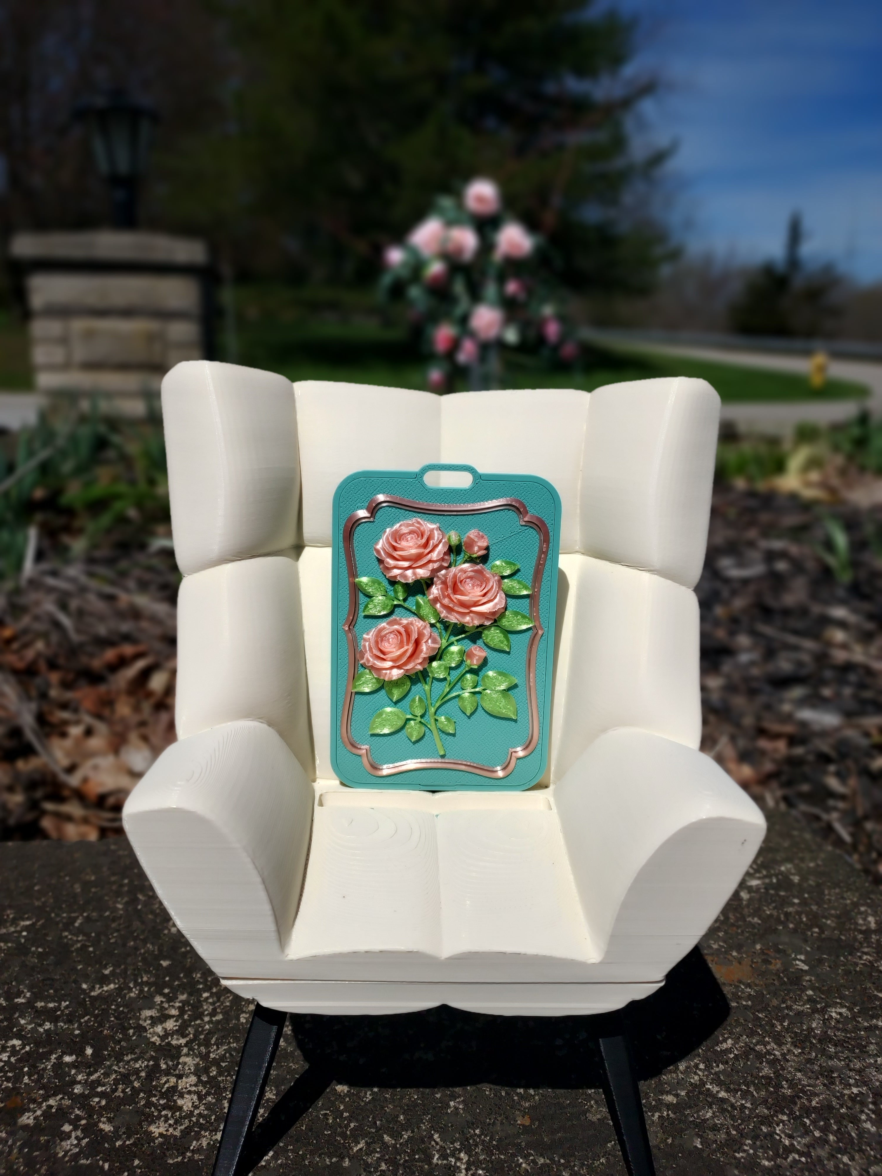 Sculpted Rose Bloom Card Holder
