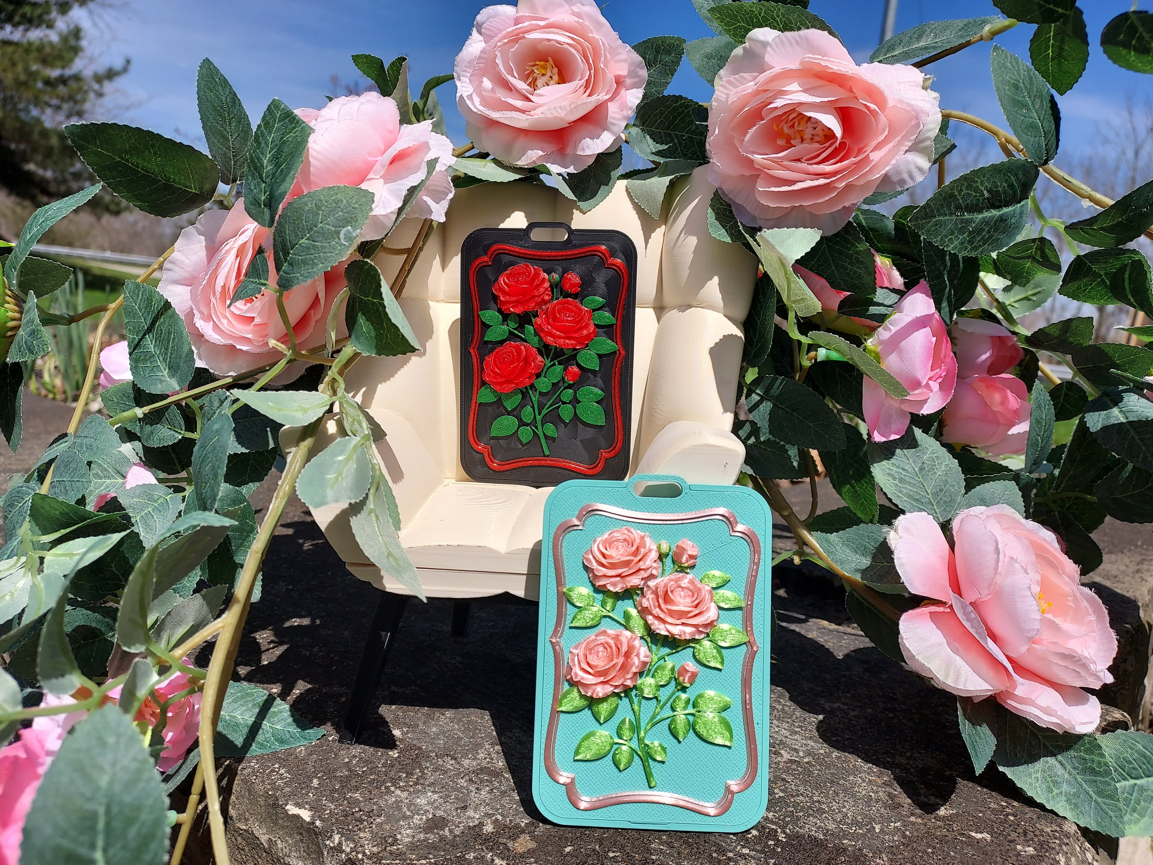 Sculpted Rose Bloom Card Holder