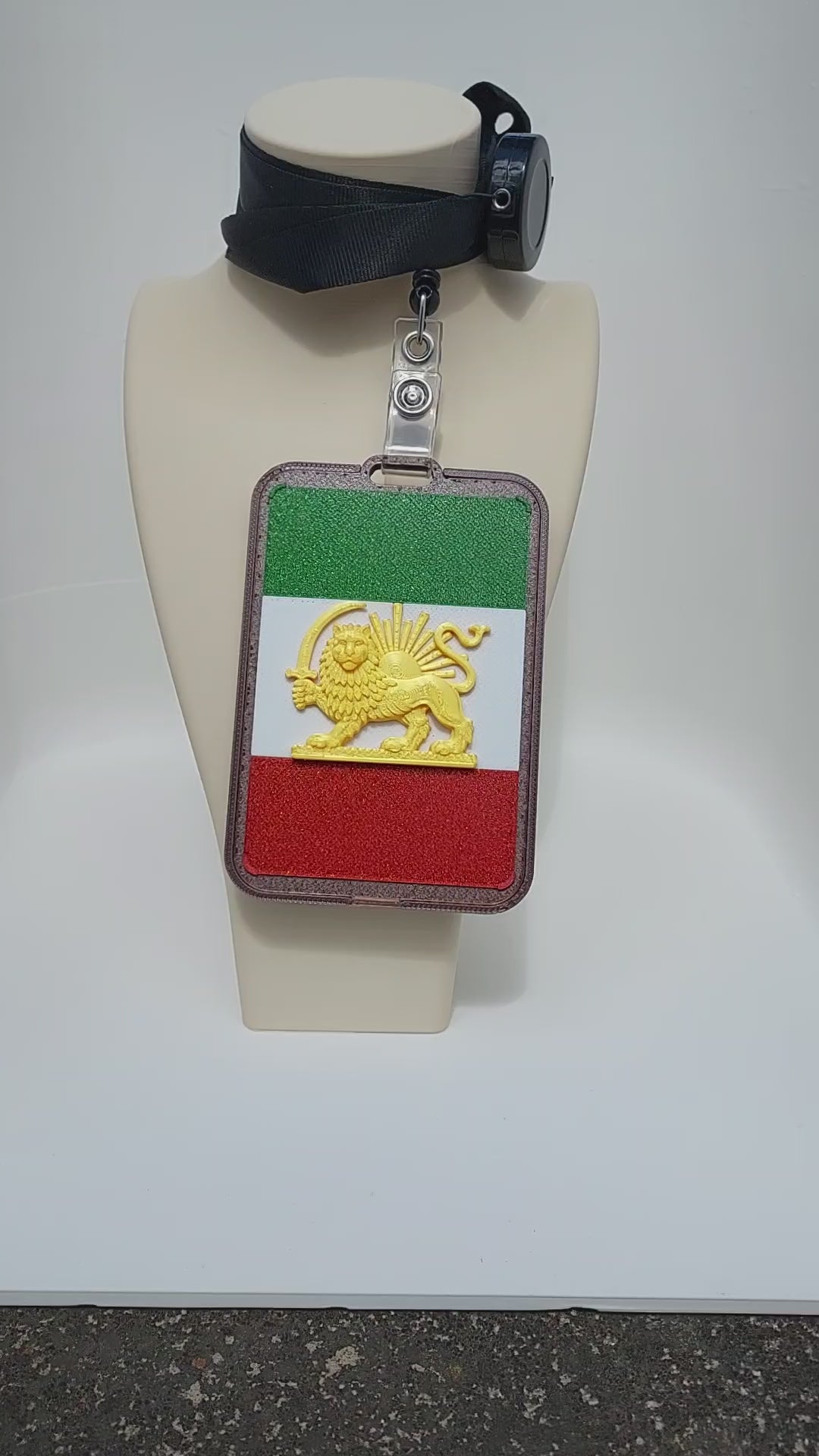Persian Lion and Sun Flag Card Holder - Iranian Heritage Relief Design
